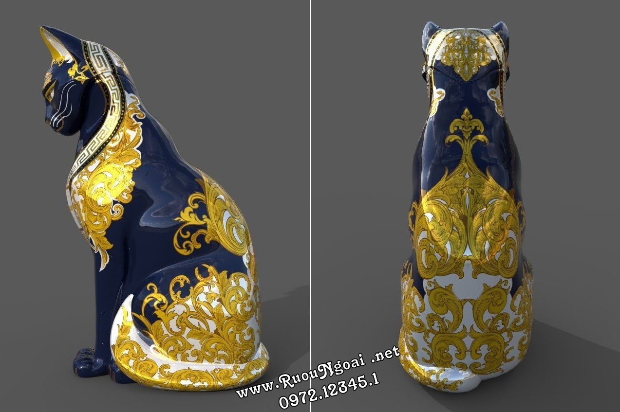 Rượu Mèo Sứ Royal Darius XO Gold 23k 6